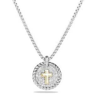 💯 DAVID YURMAN petit pave cross necklace